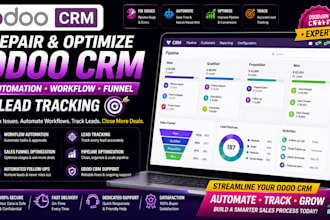 repair and optimize odoo crm automation workflow funnel and lead tracking