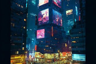 create illustration of futuristic cyberpunk city