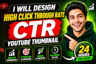design high click through rate CTR youtube thumbnails in 24h