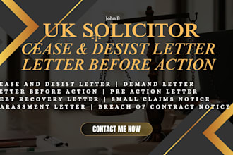 write cease and desist, demand letter, letter before action as a uk solicitor