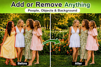 add, remove person or object and edit photo in photoshop