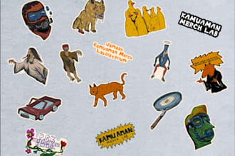 design vintage sticker pack for merchandise and social media