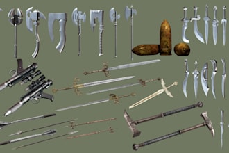 create 3d game weapon animation 3d gun 3d sword dagger 3dcosplay wearable weapon