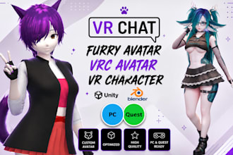 do custom vrchat avatar furry avatar vtuber character and vroid avi furry
