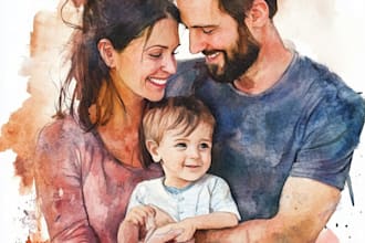 custom watercolor family portrait