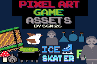 create pixel art game assets, tilesets, UI and icons