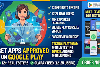 provide closed testing 12 testers 20 testers mobile app testing