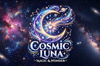 design a magical anime inspired cosmic logo for your brand