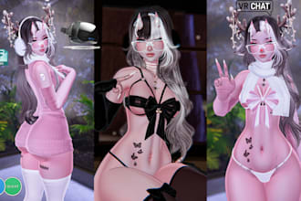 do custom vrchat avatar, furry vrc avatar, 3d vr character, vrc nsfw avatar mmd