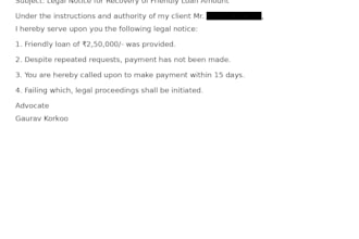 draft a professional legal notice for recovery, property, or dispute