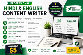 write professional hindi articles and youtube scripts