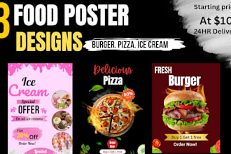 design modern food posters for cafe and restaurant
