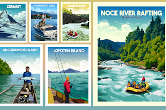 design vintage travel posters for adventurous destinations