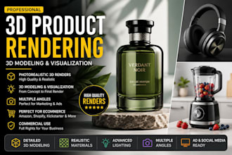create 3d product rendering, product rendering, 3d visualization and 3d model