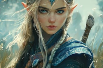 do a fantasy portrait in traditional and digital art
