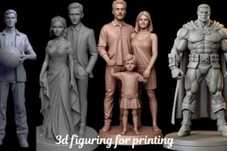 create realistic 3d printable stl sculpt character statue, figurines from photo