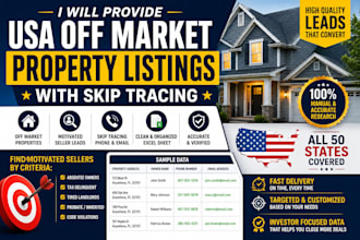 provide USA UK off market property listings with skip tracing