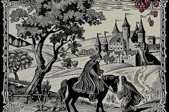 make a medieval woodcut style illustration