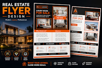 design modern real estate flyer, property brochure and realtor marketing flyer