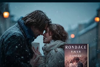 design romantic book cover with cinematic love story art