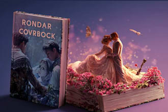 create beautiful romance novel cover illustration