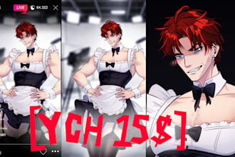 ych anime maid outfit male, female, furry, anthro