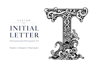 design a personalized ocean style initial letter