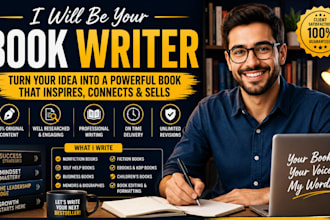 book writer your ebook, autobiography, memoir, fiction novel as ghost book