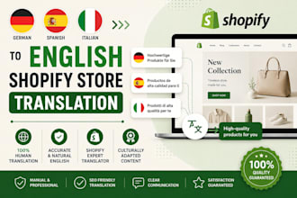 do german spanish italian to english shopify store translation