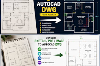 convert PDF, image or sketch to autocad dwg fast and accurately