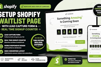 setup shopify waitlist page with lead capture form and real time signup counter