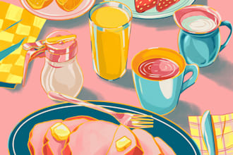 create custom food illustrations in various styles