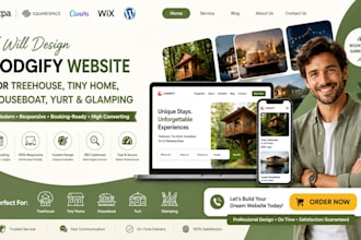 build airbnb website vacation rental website, setup lodgify hostaway guesty vrbo