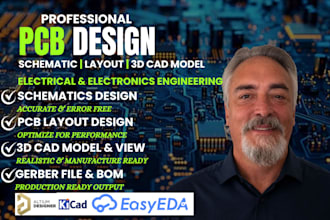 do pcb design schematic layout, electrical, electronic engineering, 3d cad model
