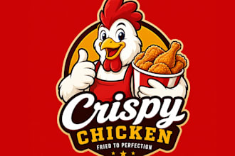 create mascot premium logo for fried chicken restaurant