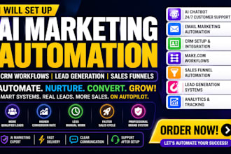 set up ai marketing automation, crm workflows, lead generation, sales funnels