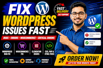 fix wordpress issues bugs woocommerce errors  critical errors fast fix