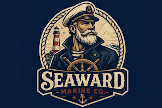 draw custom high quality nautical logo with t shirt design