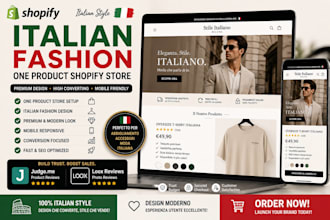 design italian one product shopify fashion store setup judge me loox reviews app