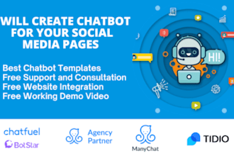 create ai chatbot for social media platforms using manychat, tidio, chatfuel