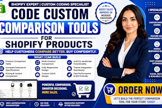 code custom comparison tools for shopify products