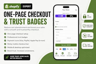 setup shopify one page checkout with trust badges to boost conversions