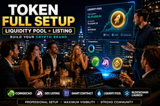 list your token on cmc, coingecko ,ico setup liquidity pool and full token setup