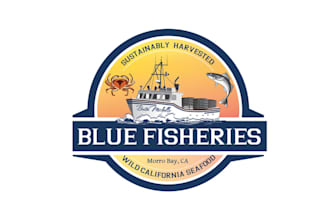 design memorable crucial blue fisheries camp logo