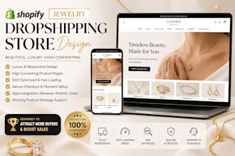 design jewelry shopify beauty website necklace earrings ring dropshipping store