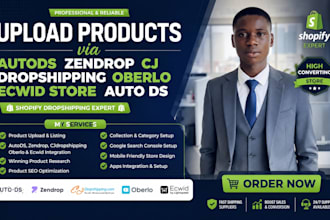 upload products via autods zendrop cjdropshipping oberlo ecwid store auto ds