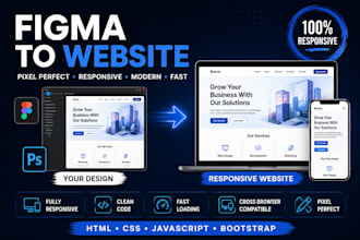 convert figma PSD or image design into responsive website