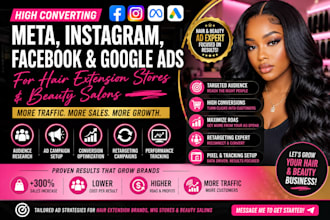 do profitable instagram, google, meta ads for hair extension store beauty salon