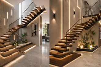 design staircase or architectural detail in 3d model