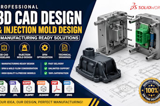 design 3d manufacturing ready products and injection molds in solidworks
